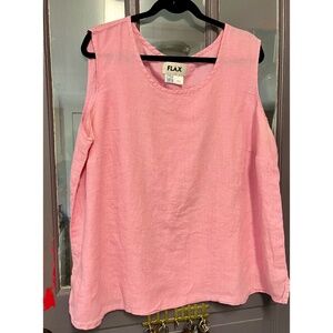 Flax Linen Pink Top Sleeveless Plus 2G